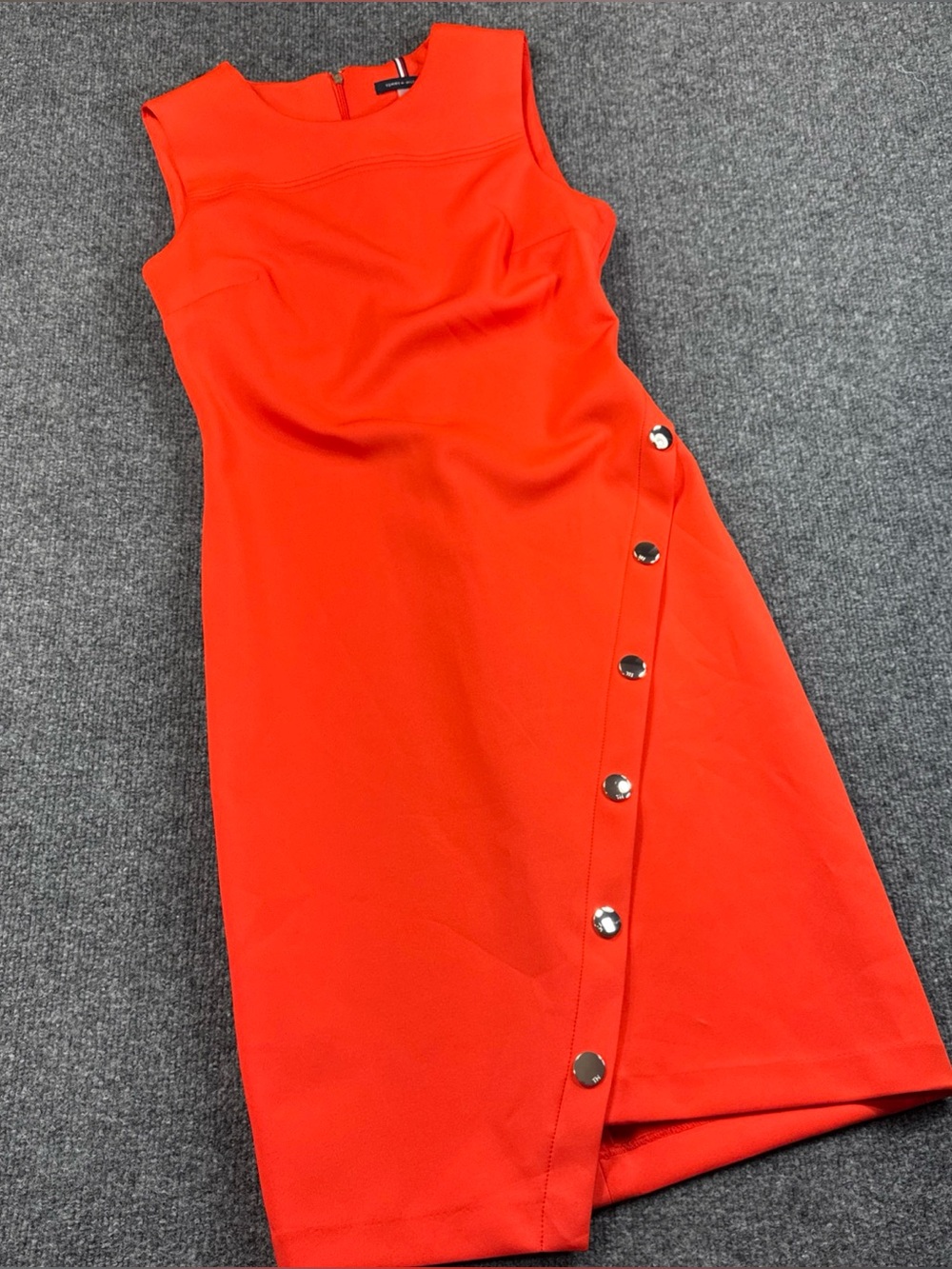 TOMMY HILFIGER ASYMMETRICAL SHEATH DRESS, ORANGE/GINGER , SIZE 4